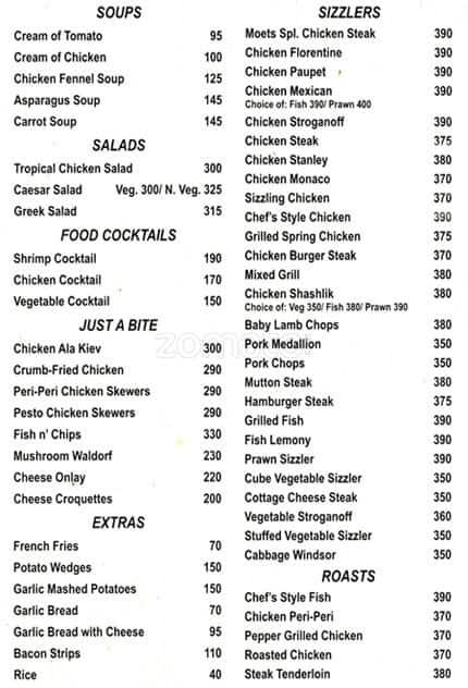 Moets Sizzlers Menu, Menu For Moets Sizzlers, Dlf Phase 4, Gurgaon - Zomato