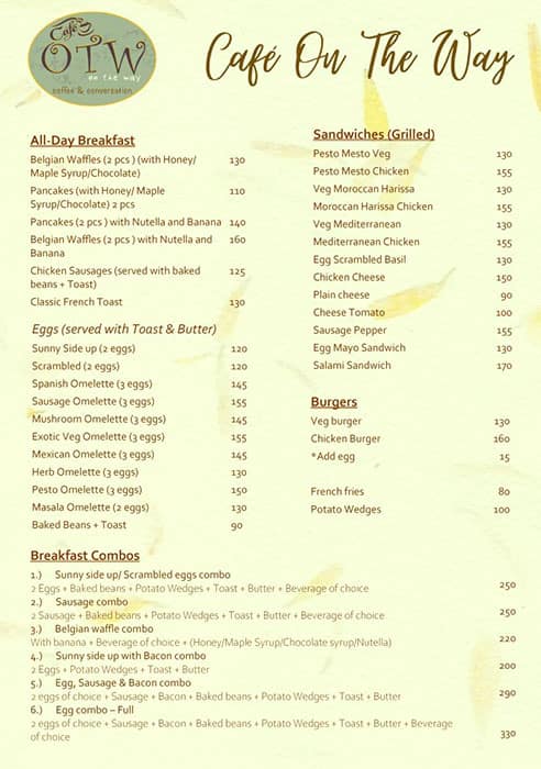 Cafe OTW - On The Way menu