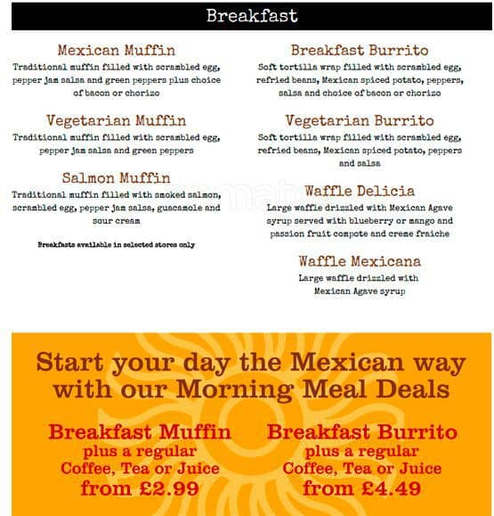 El Mexicana Menu Prices