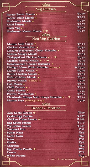 Menu at Dindigul Thalappakatti Restaurant, Chennai, 27