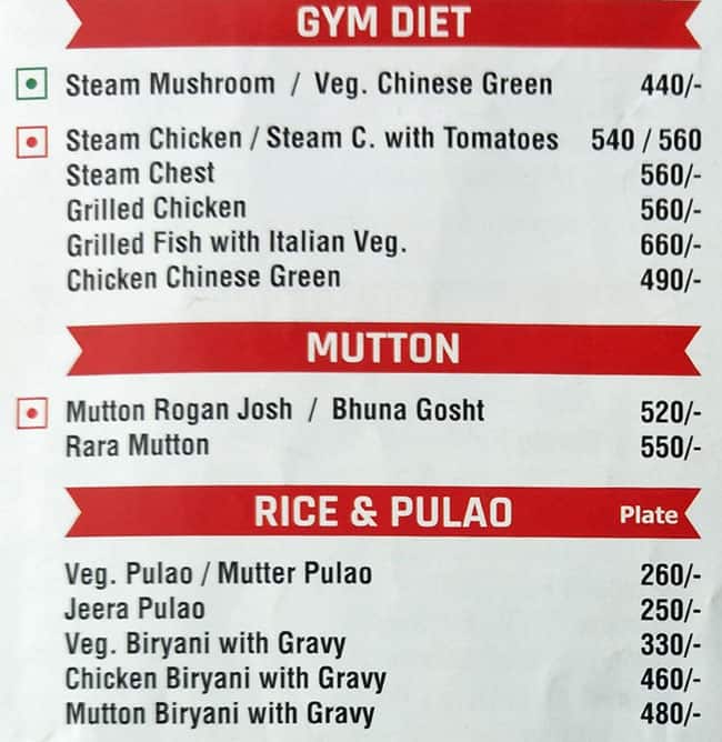 Nizam E Khaas menu