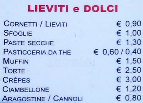 Menu di Bar Liu' Gastronomia 