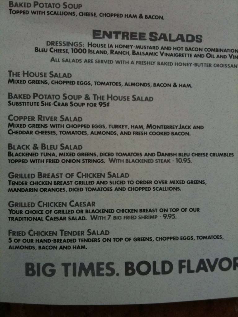 Menu at Copper River Grill pub & bar, Columbia, Bower Pkwy