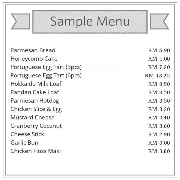 Cake Sense menu, Menu restauracji Cake Sense, Setia Alam, Selangor