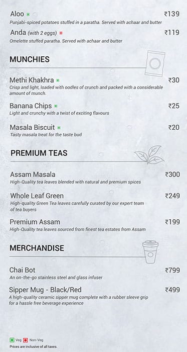 Chai Point menu