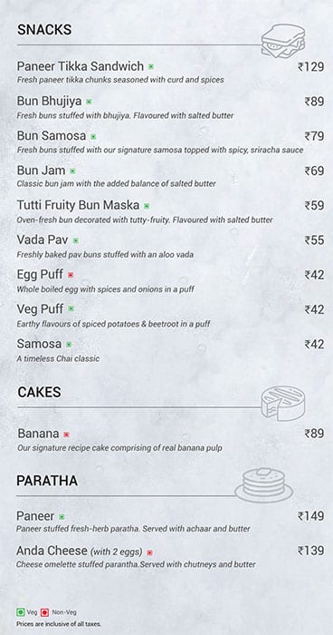Chai Point menu
