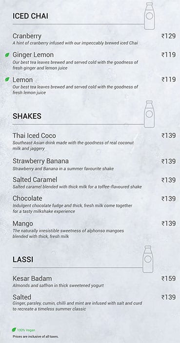 Chai Point menu
