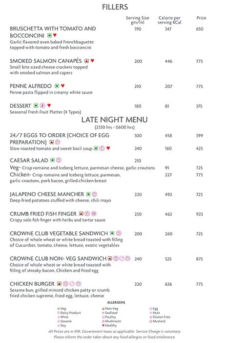 Menu of Edesia - Crowne Plaza, Okhla Phase 1, New Delhi