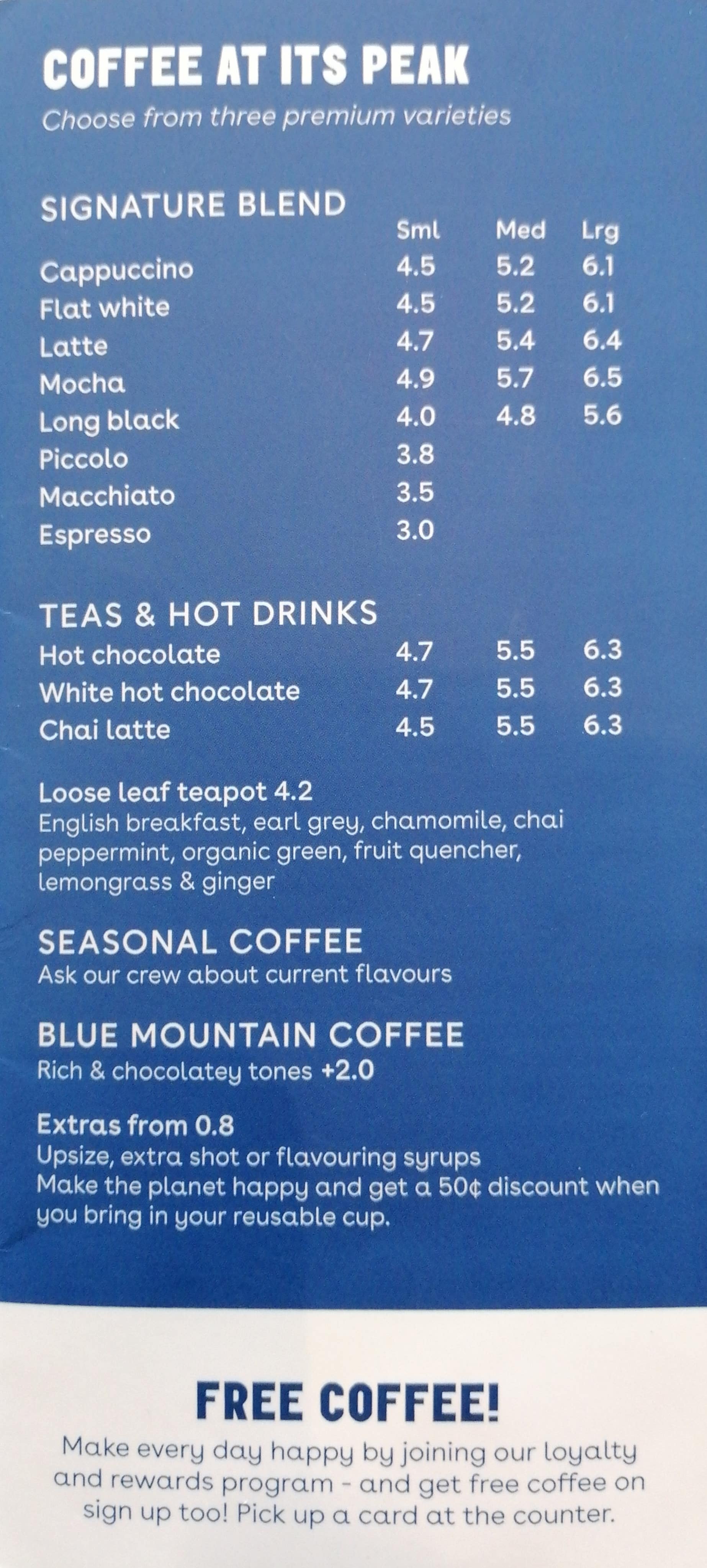 Menu at Jamaica Blue cafe, Silverdale, Shop 17