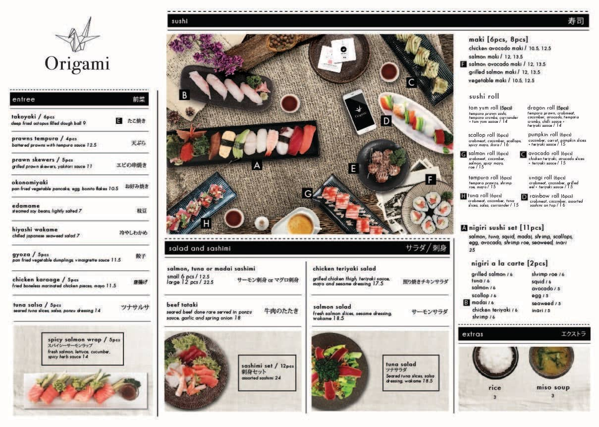 origami sushi restaurant menu