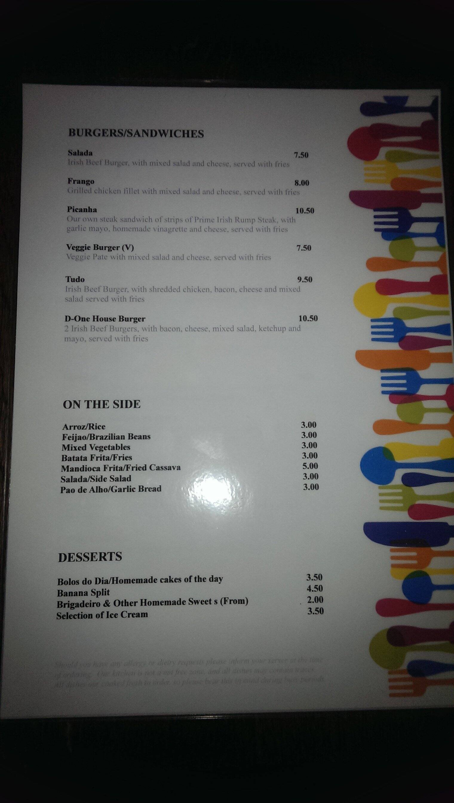 One Menu Menu at The One pub & bar, Dublin