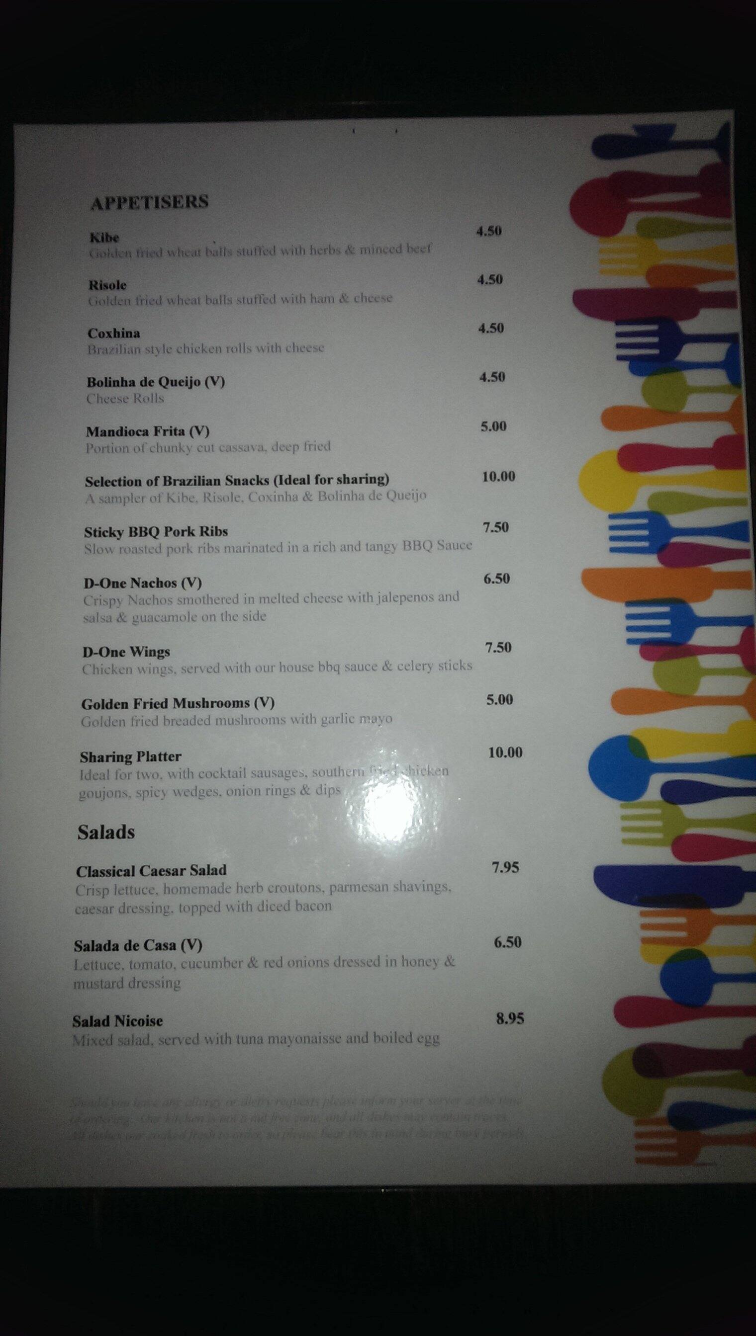 One Menu Menu at The One pub & bar, Dublin