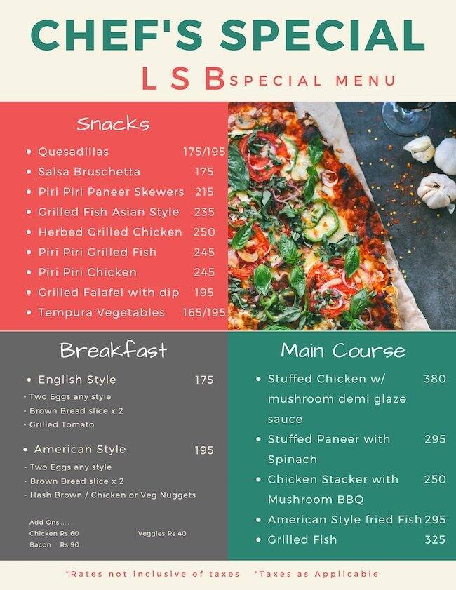 Lock Stock & Barrel Menu, Menu for Lock Stock & Barrel, Phase 3, Mohali