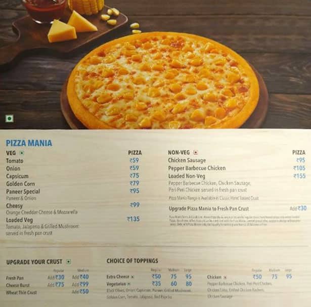 Domino's Pizza Sheik Sarai, New Delhi menu