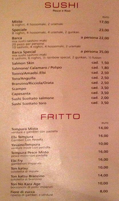Menu di RISTORANTE GIAPPONESE SUSHI HAMA DI CAI XIAO HONG 