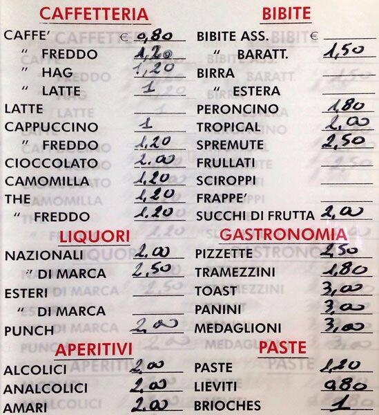 Menu di L' Angolo del Caffé 