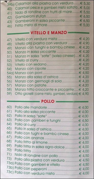 Menu di Città del Cielo 