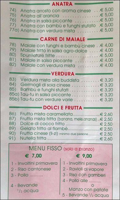 Menu di Città del Cielo 