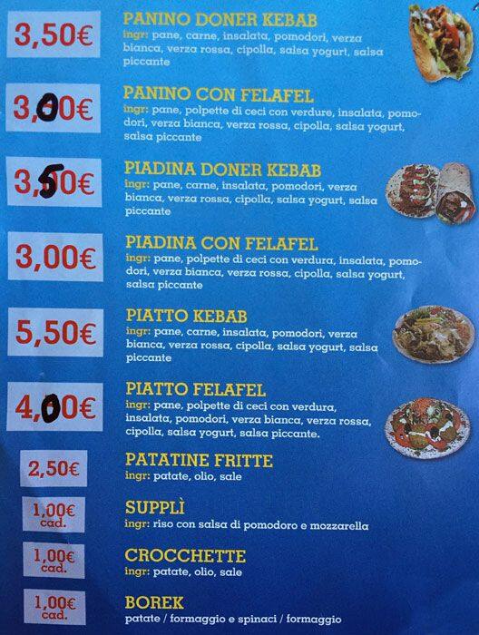 Menu di Istanbul Kebab 