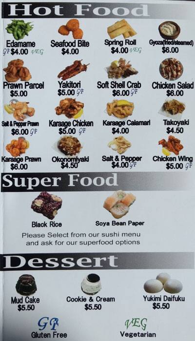 Carta de Sushi Point