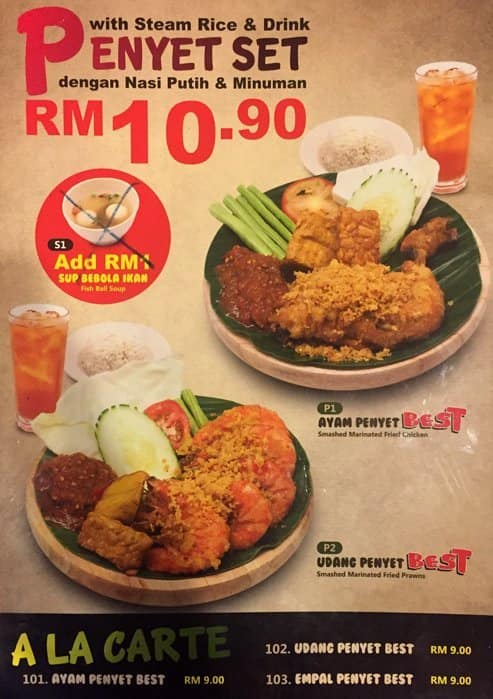 Ayam Penyet Best Menu, Menu for Ayam Penyet Best, Kuala Lumpur City