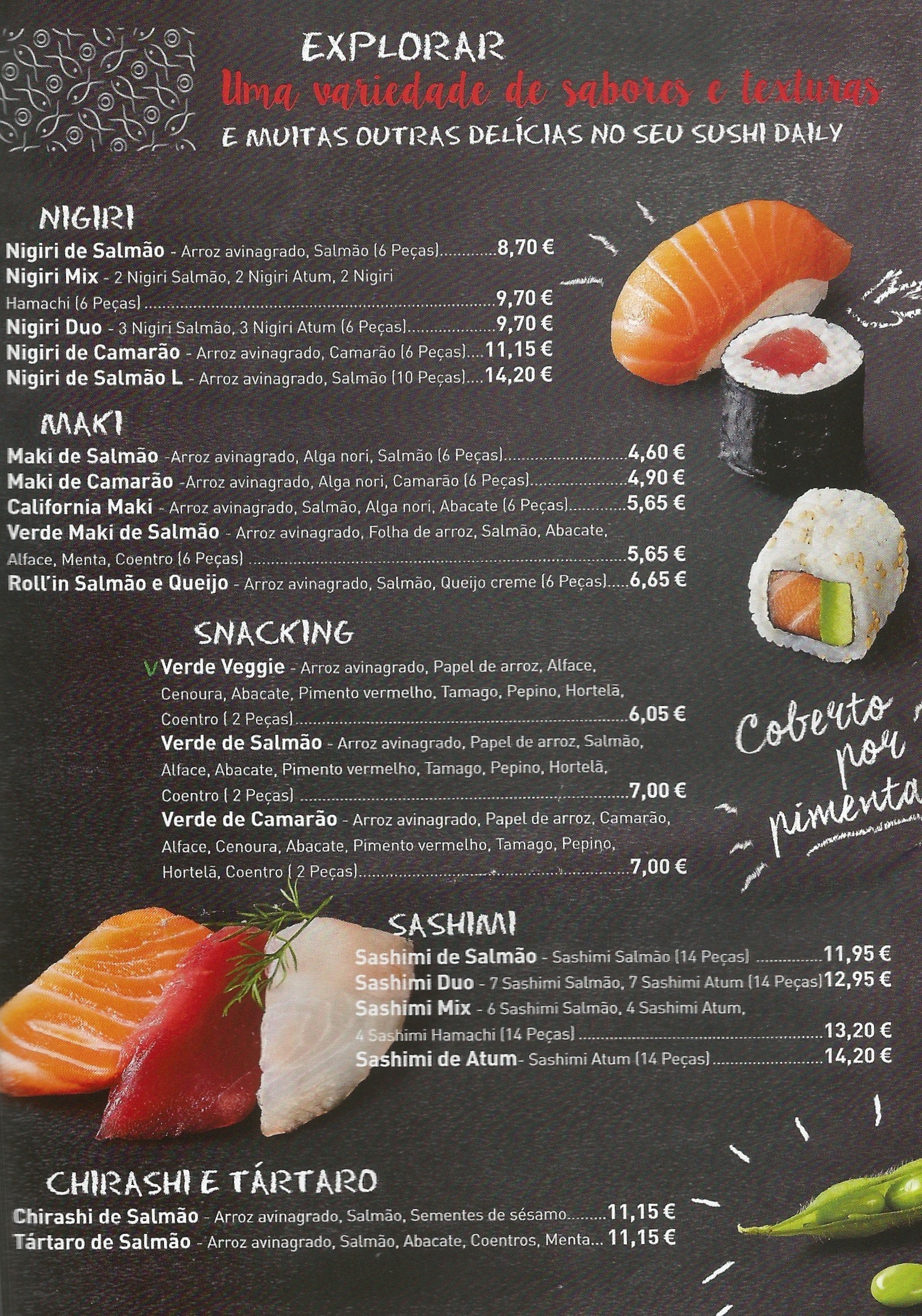 Sushi Daily, Gaia, Porto का मेनू