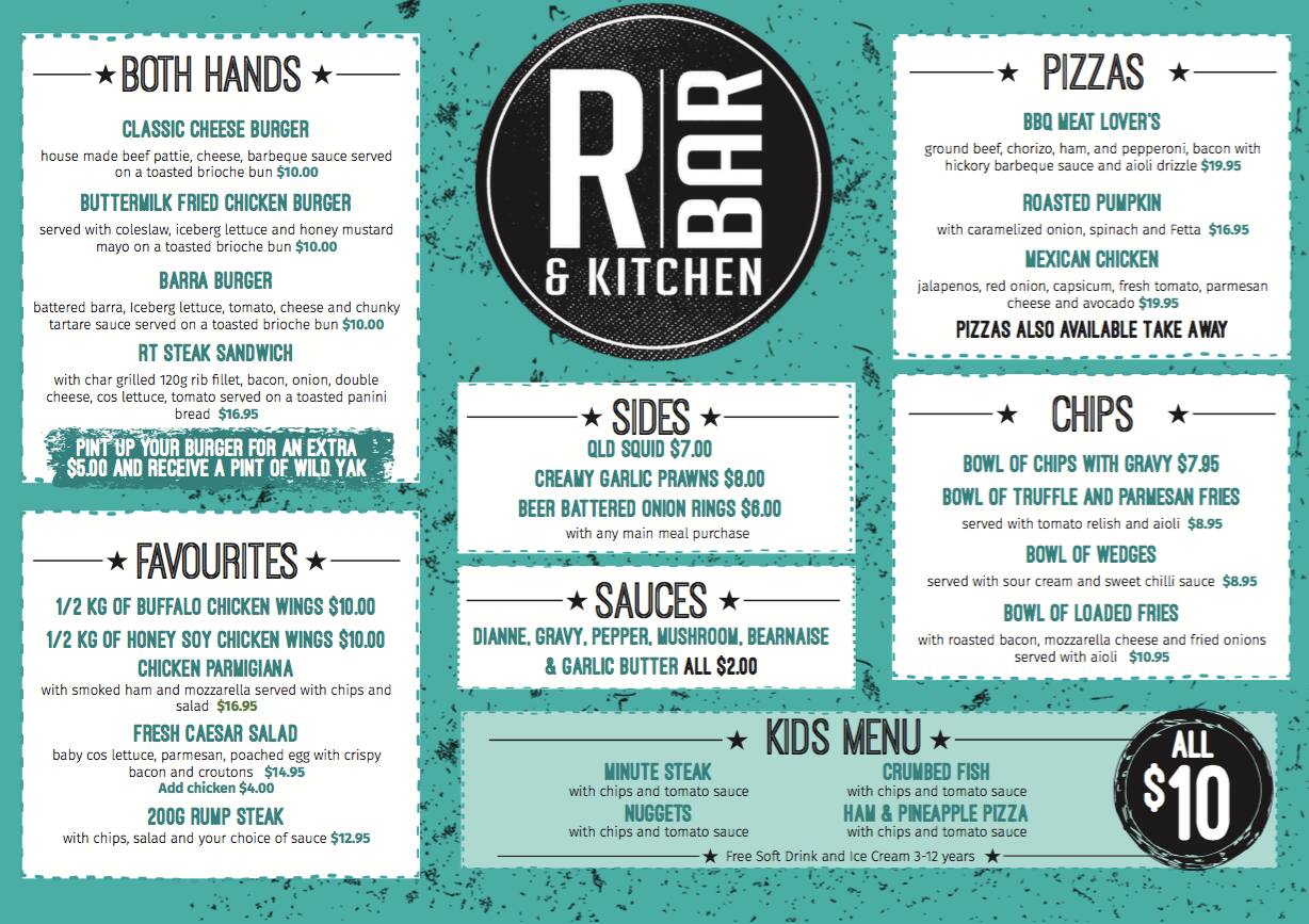 R Bar & Kitchen Menu, Menu for R Bar & Kitchen, Sunnybank Hills
