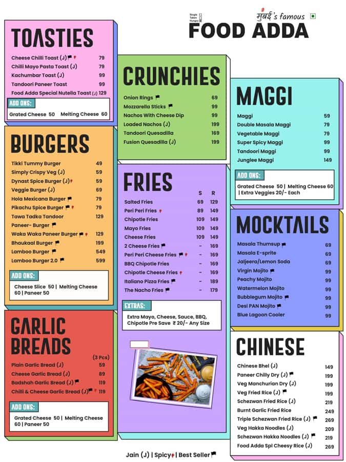 Menu of Food Adda, Virar, Mumbai