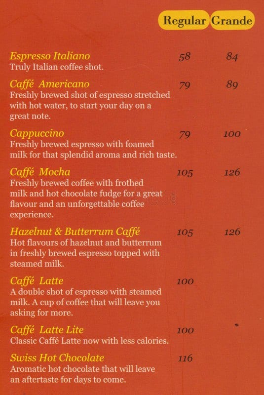 La Barista Café Menu