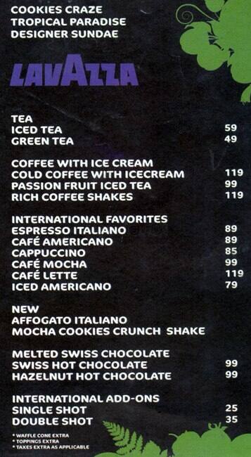 New Zealand Natural menu