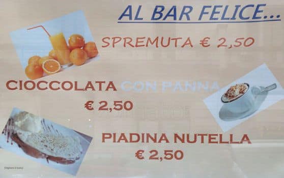 Menu di Bar Felice 