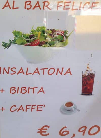 Menu di Bar Felice 