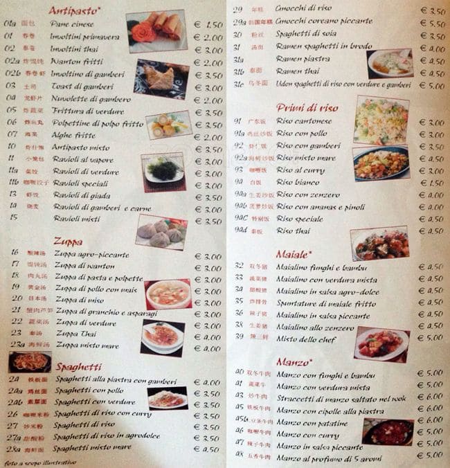 Menu di Vento d'Oriente 