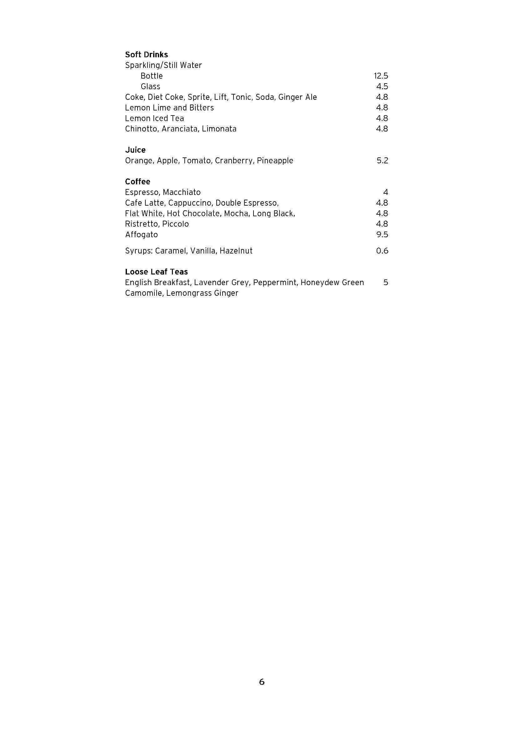 Menu at Intermezzo Italian Restaurant, Sydney