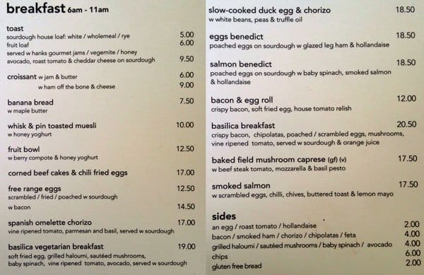 Basilica Menu, Menu for Basilica, Perth CBD, Perth - Urbanspoon/Zomato