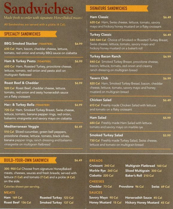 Honeybaked Ham Menu, Menu for Honeybaked Ham, Littleton, Denver ...