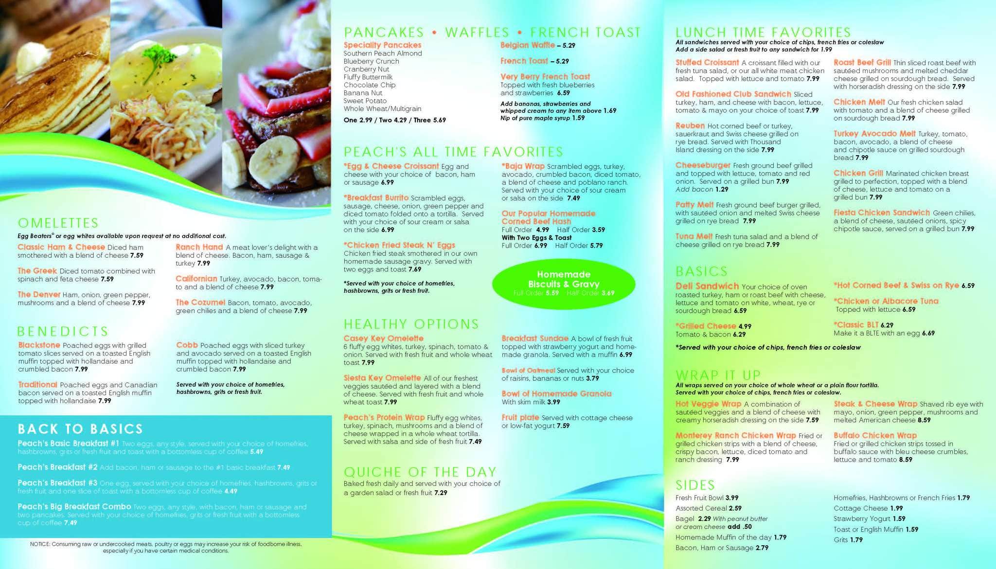 Menu at Peach's Restaurant Venice, Venice