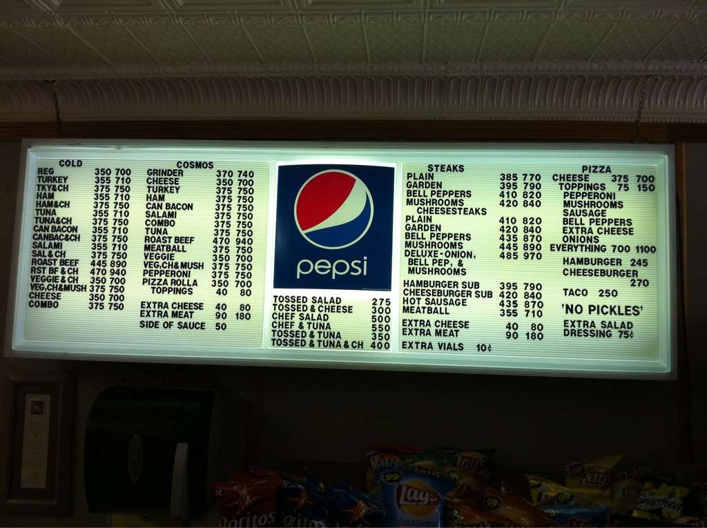 Newberry Sub Shop a Williamsport Foto del Menu con Prezzi Urbanspoon