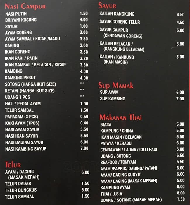 Mamak Bistro Menu, Menu for Mamak Bistro, Taman Miharja, Kuala Lumpur ...