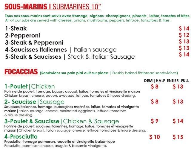 Pizzeria Toppings Menu, Menu for Pizzeria Toppings, Laval, Montreal