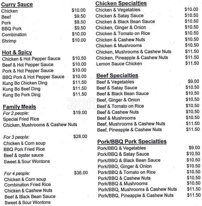 China Takeaways Menu, Menu for China Takeaways, Fairfield, Hamilton