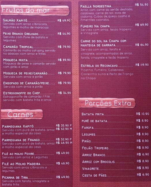 Xapitô 39 cardápio