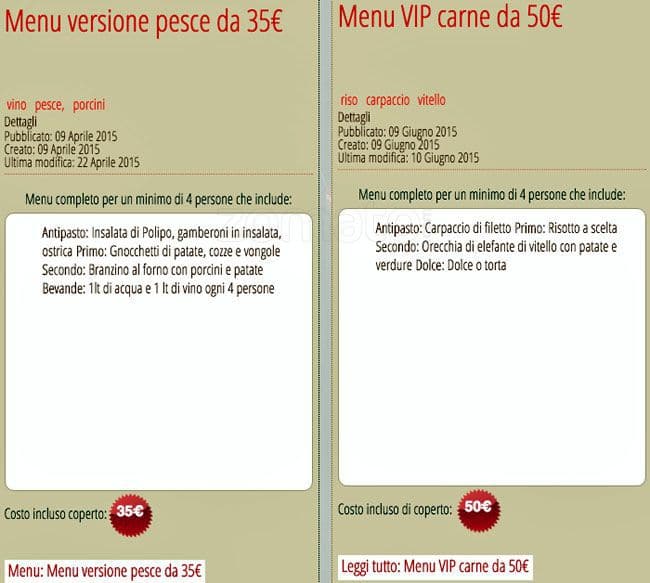 Menu di Lo Stacco Milano 