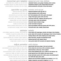 Zuma Menu Zuma Istinye Merkez Istanbul Icin Menu