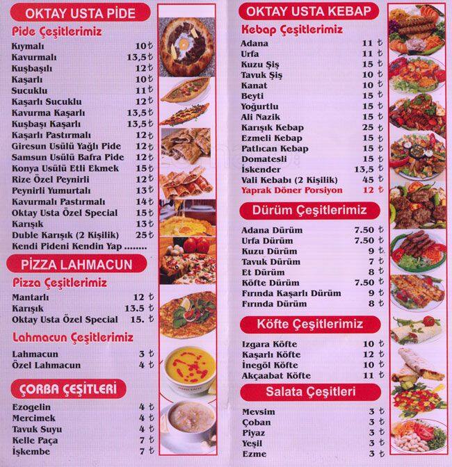 oktay usta menu oktay usta telsiz istanbul icin menu