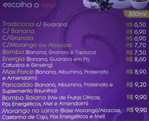 Casa Dos Sucos cardápio