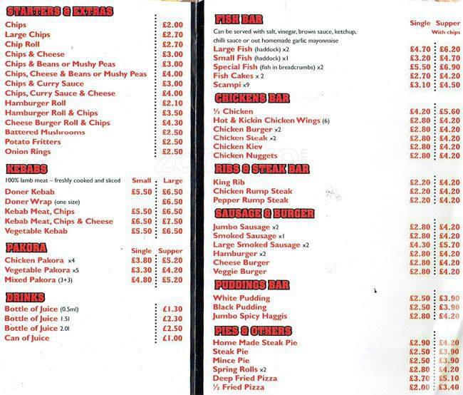 The Fountain Fish Bar Menu Menu For The Fountain Fish Bar Fountainbridge Edinburgh