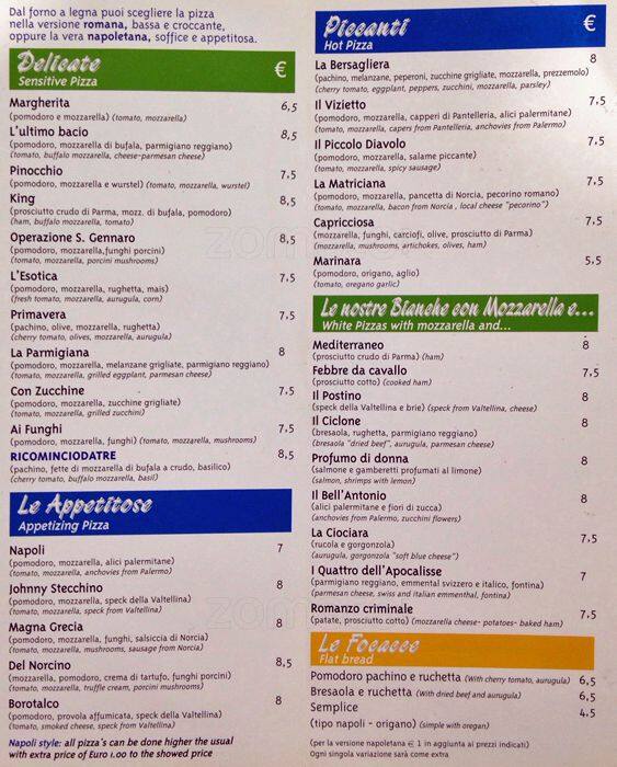 Menu di Ricomincio Da Tre 