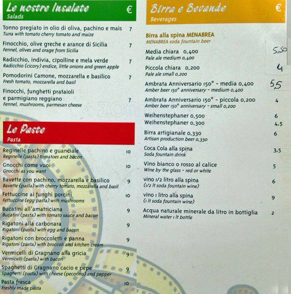 Menu di Ricomincio Da Tre 