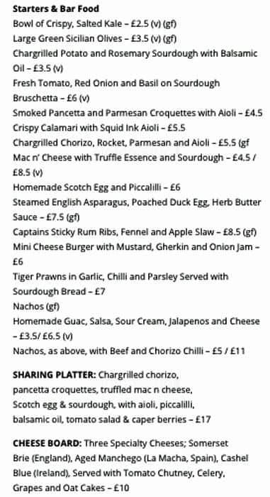 Menu At The Captain Cook Pub Bar London 203 205 Dawes Rd - 